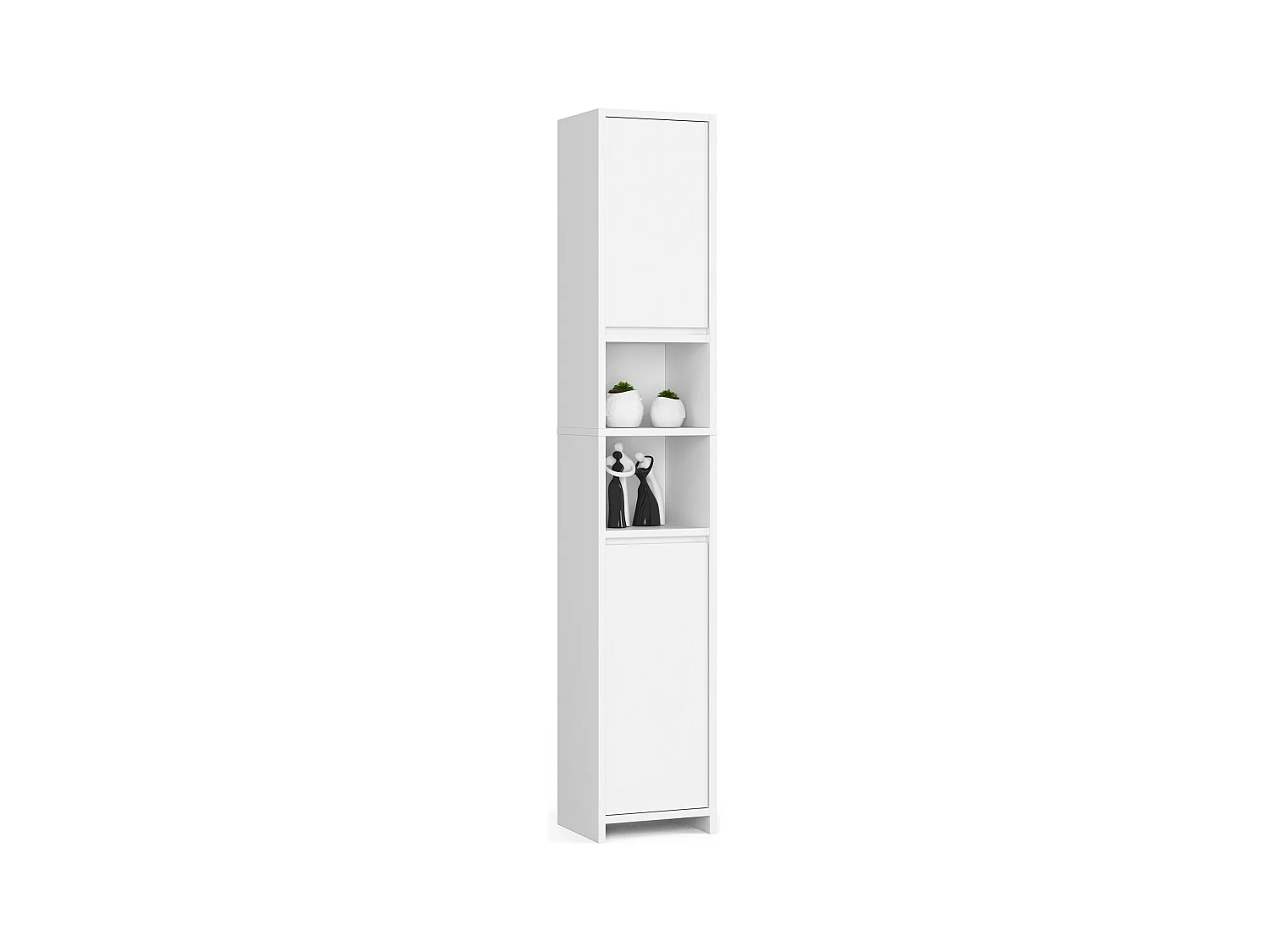 Colonne salle de bains AKORD UNI Blanche 32 cm 2 portes façade Blanche 4 étagères 32x28x180 cm