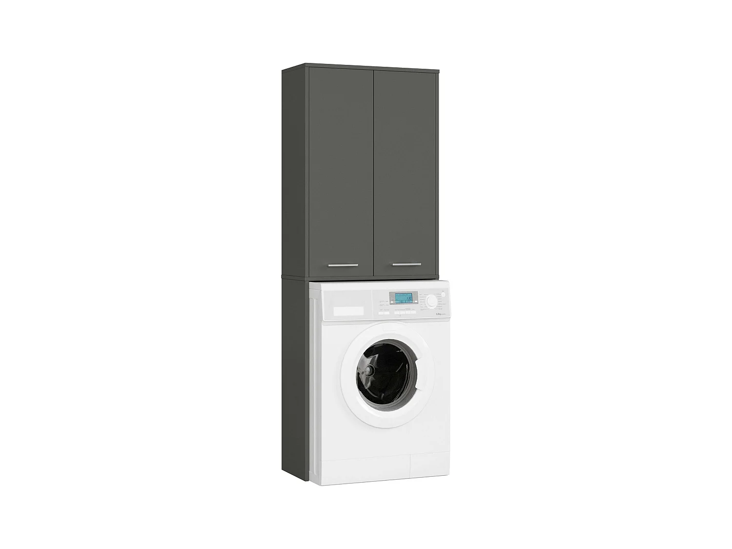 Meuble pour machine à laver FIN Gris Graphite 64 cm 2 portes façade Gris Graphite 4 étagères 64x30x180 cm