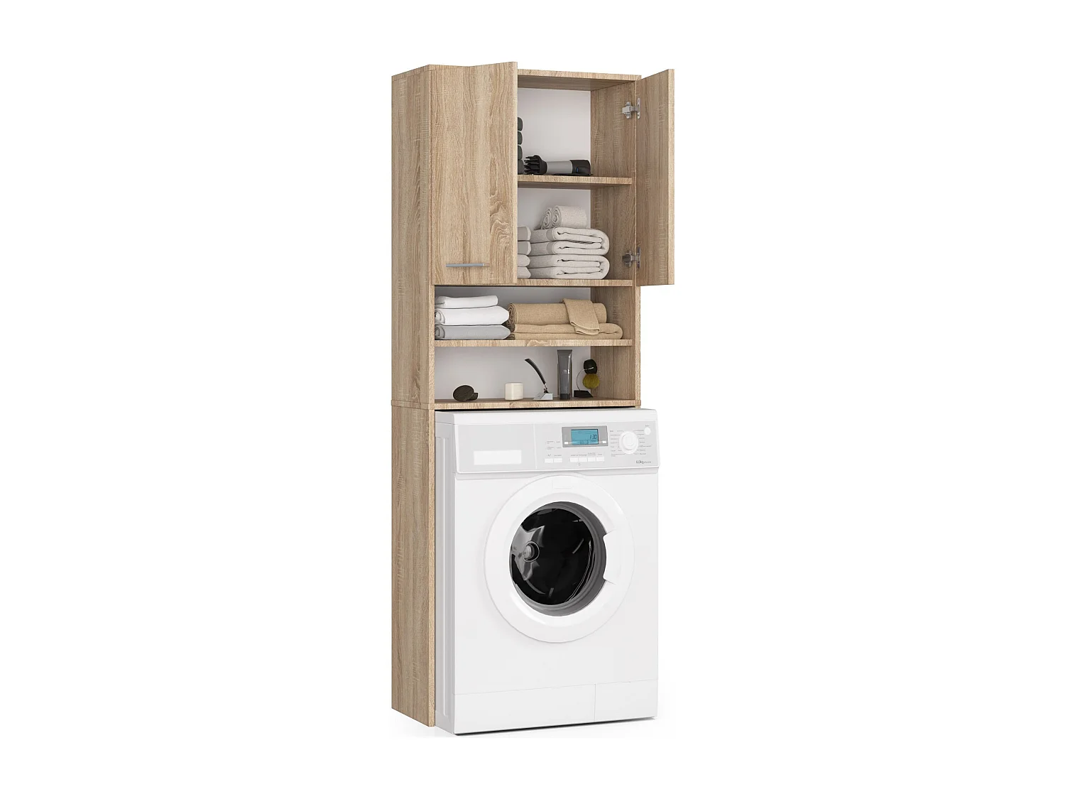 Colonna da bagno AKORD FIN per incasso di una lavatrice Sonoma Quercia 64 cm 2 ante 64x30x180 cm