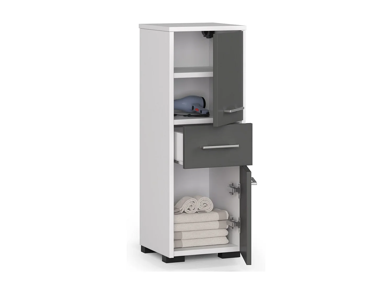 Columna de baño AKORD FIN Roble Sonoma 30 cm 2 puertas 1 cajón frente en color Roble Sonoma 3 estantes 30x30x85 cm