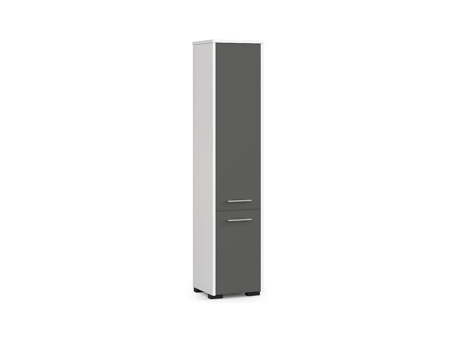 Columna de baño AKORD FIN Blanco 30 cm 2 puertas frente en color Grafito Gris 5 estantes 30x30x140 cm
