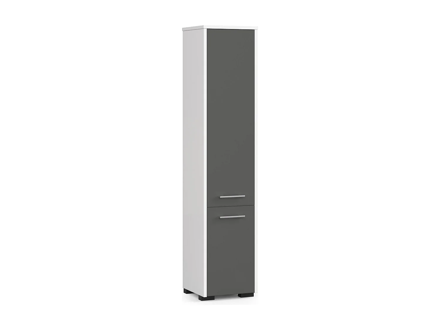 Colonne salle de bains AKORD FIN Blanche 30 cm 2 portes façade Gris Graphite 5 étagères 30x30x140 cm
