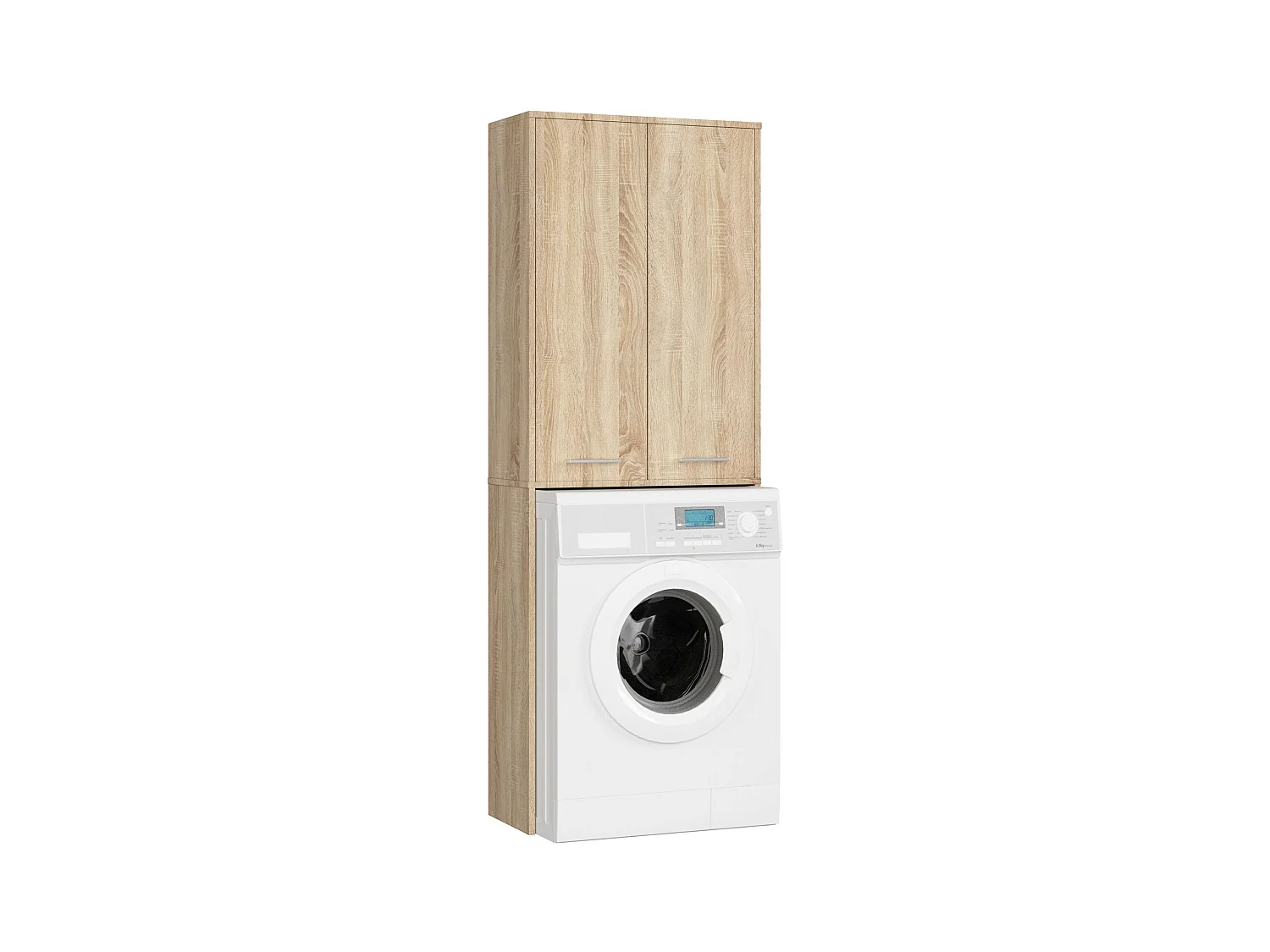 Meuble pour machine à laver FIN Chêne Sonoma 64 cm 2 portes façade Chêne Sonoma 4 étagères 64x30x180 cm