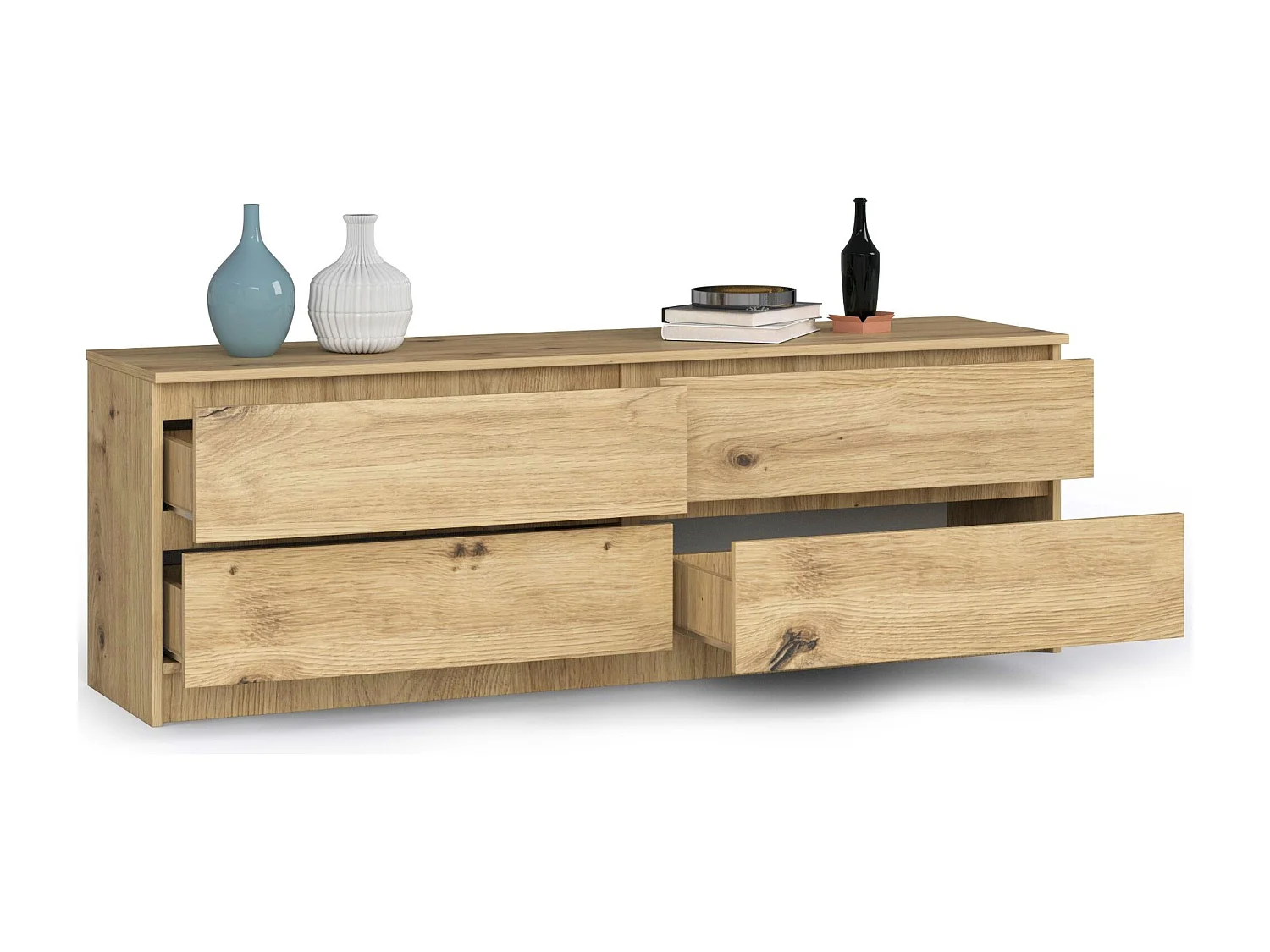 Kommode AKORD K160 Eiche Artisan 160 cm 4 Schubladen B160 x H55 x T40 cm