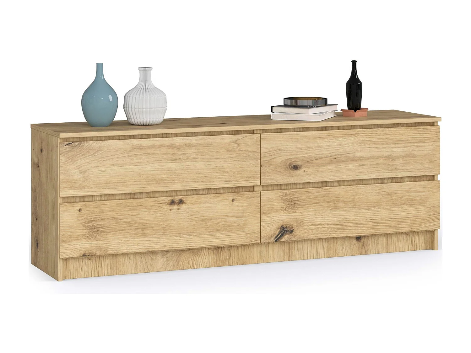Grande Commode pour le salon AKORD K160 Chêne Artisan 160 cm 4 tiroirs façade Chêne Artisan 160x40x55 cm