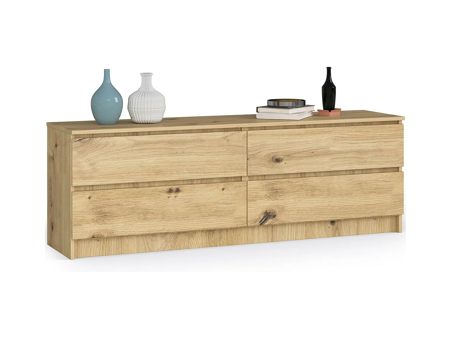 Grande Commode pour le salon AKORD K160 Chêne Artisan 160 cm 4 tiroirs façade Chêne Artisan 160x40x55 cm