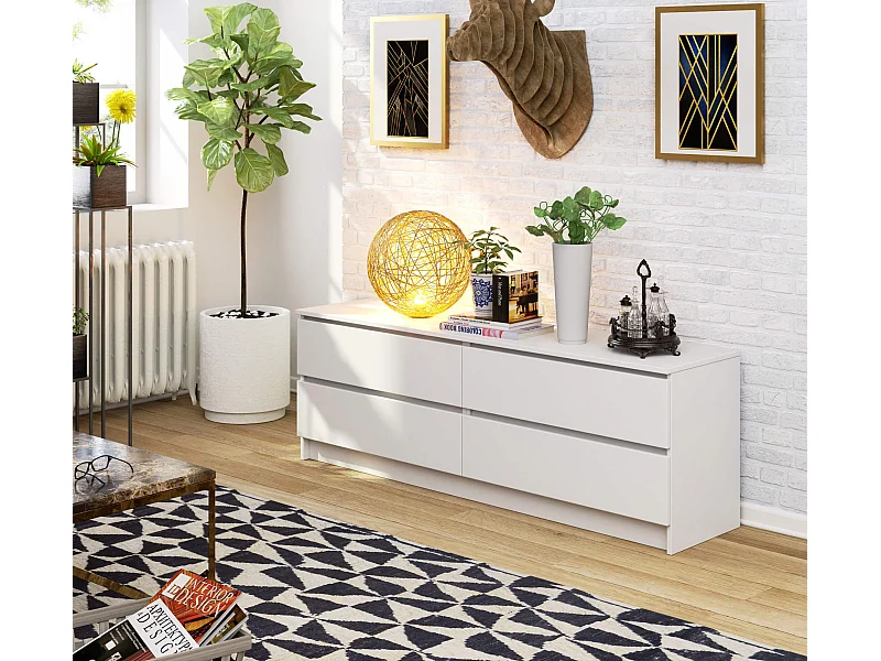 Cassettiera AKORD K160 Bianca 160 cm 4 cassetti 160x40x55 cm