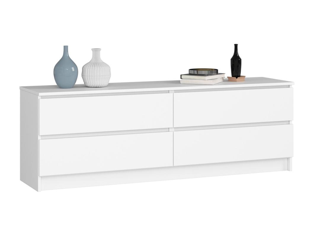 Komoda AKORD K160 Biała 160 cm 4 szuflady kolor Biały mat 160x40x55 cm