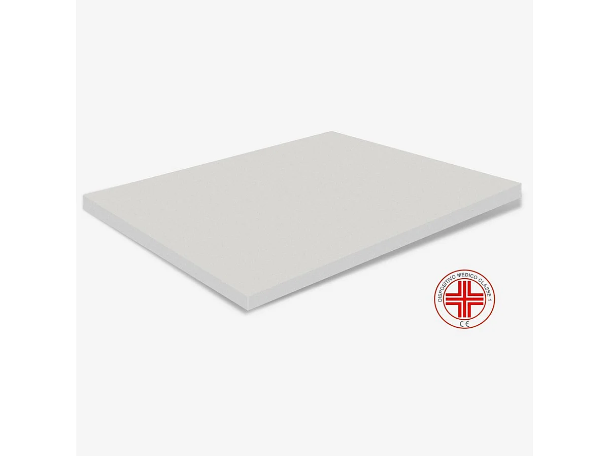 Topper 80x200 cm per materasso in MemoryFoam - alto 3 cm, sfoderabile, tessuto AloeVera | Correttore H3