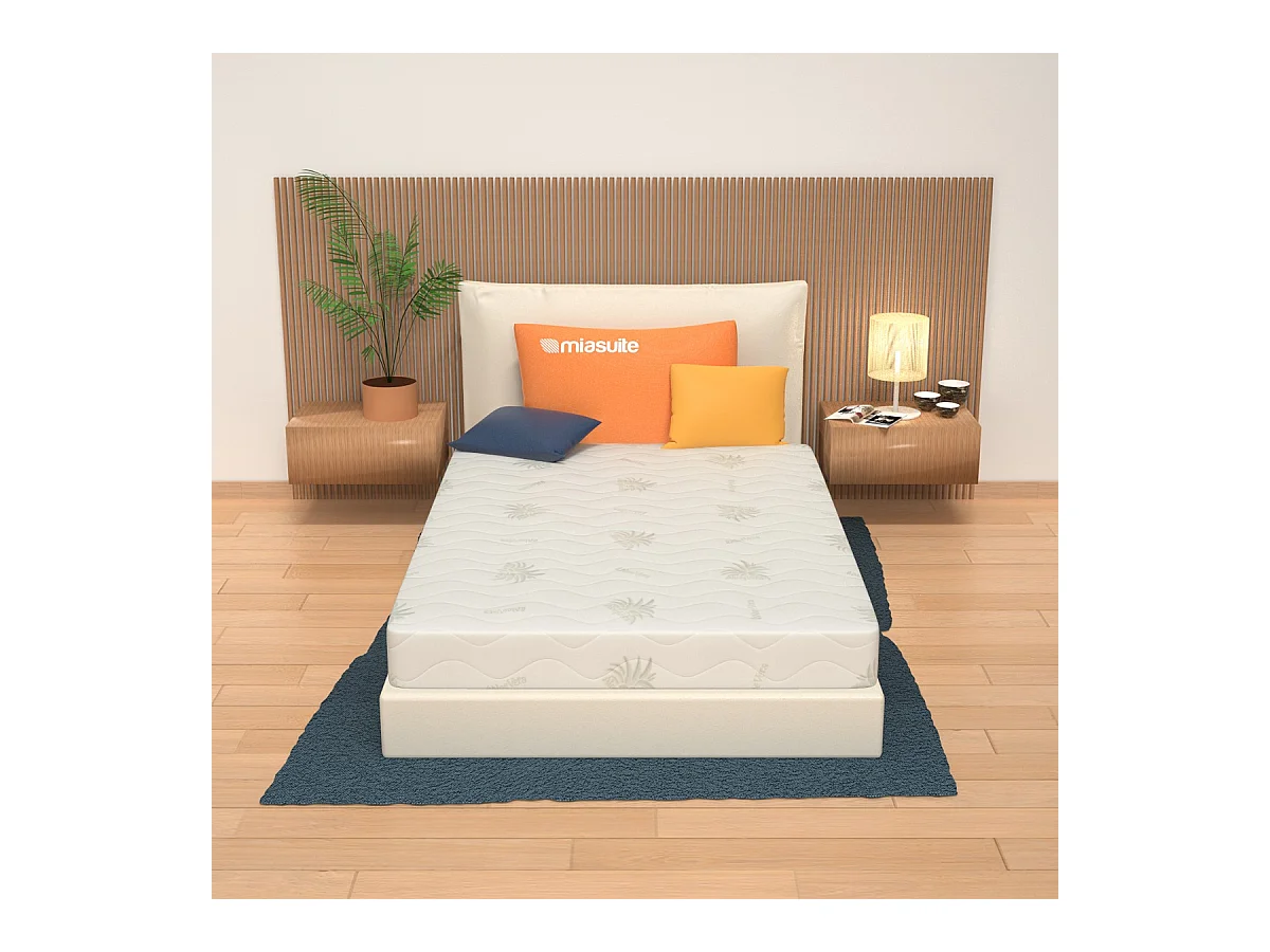 Matelas Memory Foam 120x190, hauteur 25 cm - Housse amovible, revêtement Aloe Vera | Premium