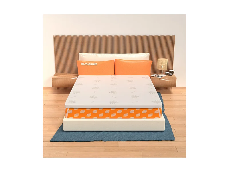 Topper aus Memory Foam 80x200 - 8 cm hoch, abziehbar, Gewebe Aloe Vera| Matratzenauflage H8