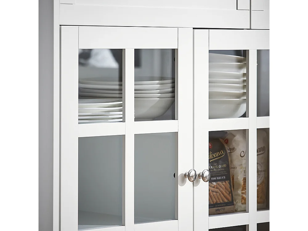 Aparador Cocina Mueble Vitrina de Cristal con 3 Puertas y 2 Cajones 119 x 40 x 90 cm FSB77-W SoBuy ES