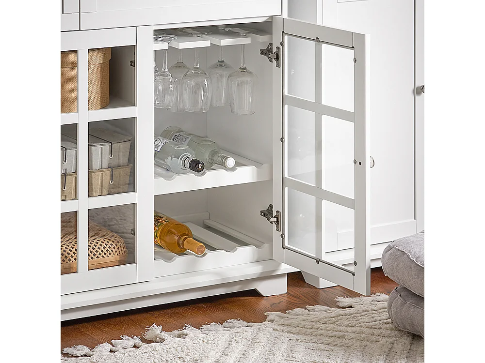 Aparador Cocina Mueble Vitrina de Cristal con 3 Puertas y 2 Cajones 119 x 40 x 90 cm FSB77-W SoBuy ES