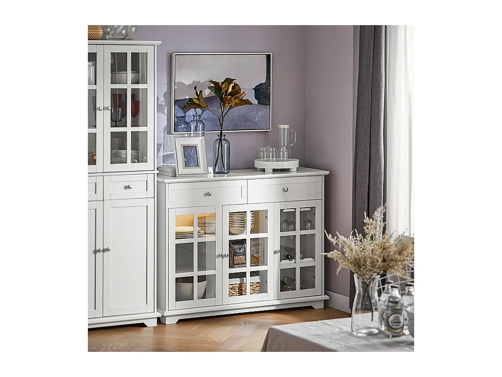 Kredens ze szklanymi drzwiami i szufladami FSB77-W