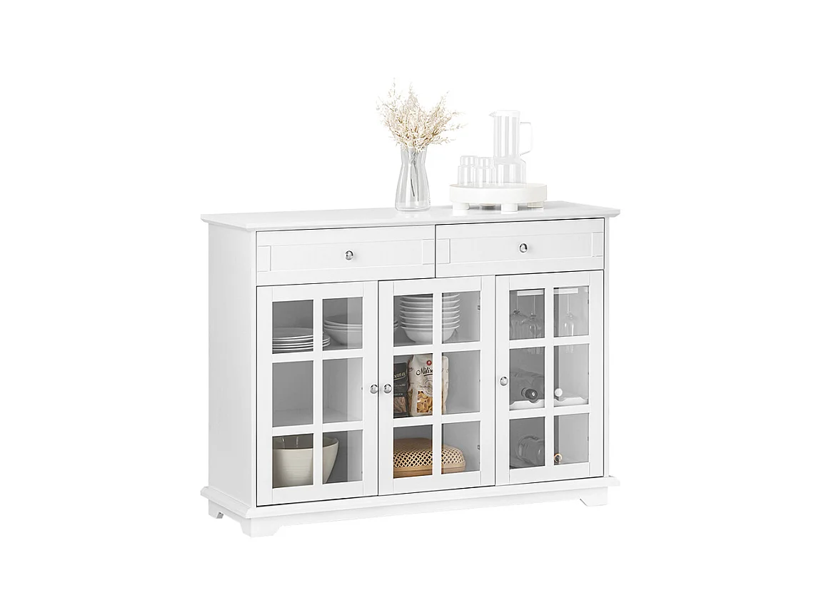 Kredens ze szklanymi drzwiami i szufladami FSB77-W