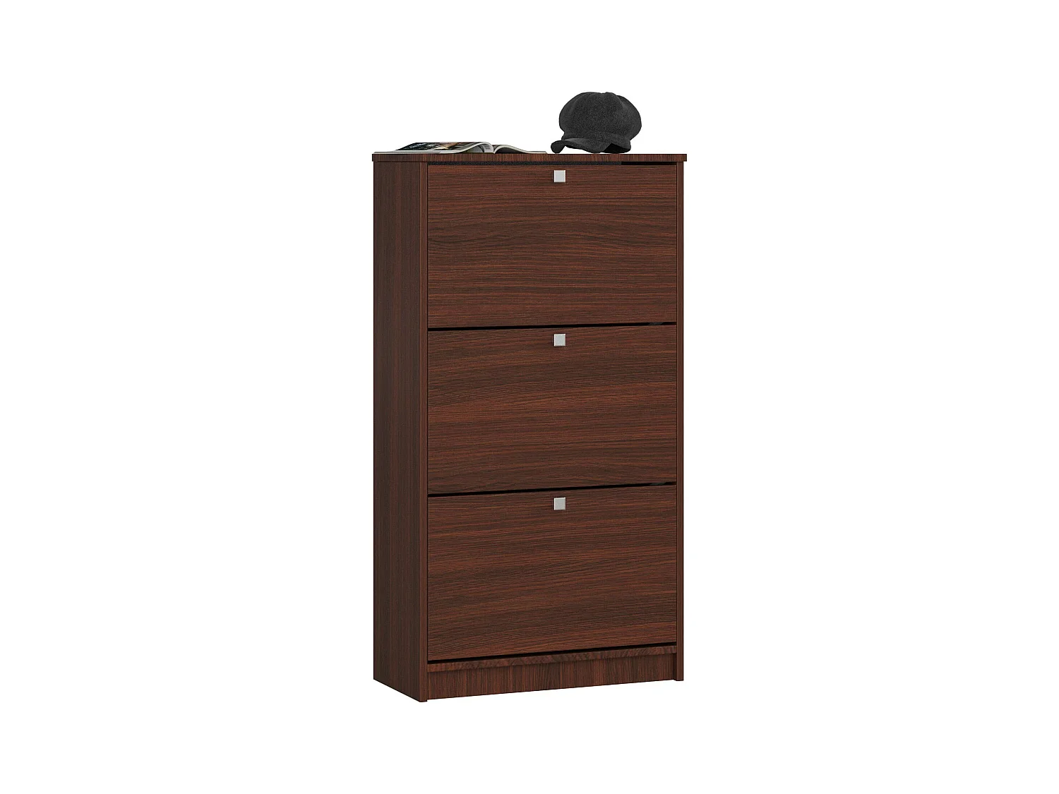 Meuble à chaussures AKORD Wengé 60 cm 3 portes façade Wengé 3 étagères 60x28,5x113 cm