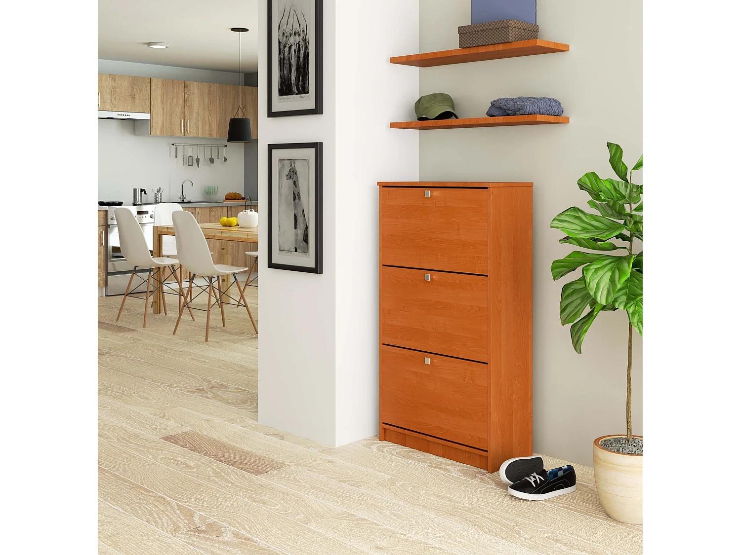 Scarpiera AKORD Ontano 60 cm 3 ante 60x28,5x113 cm