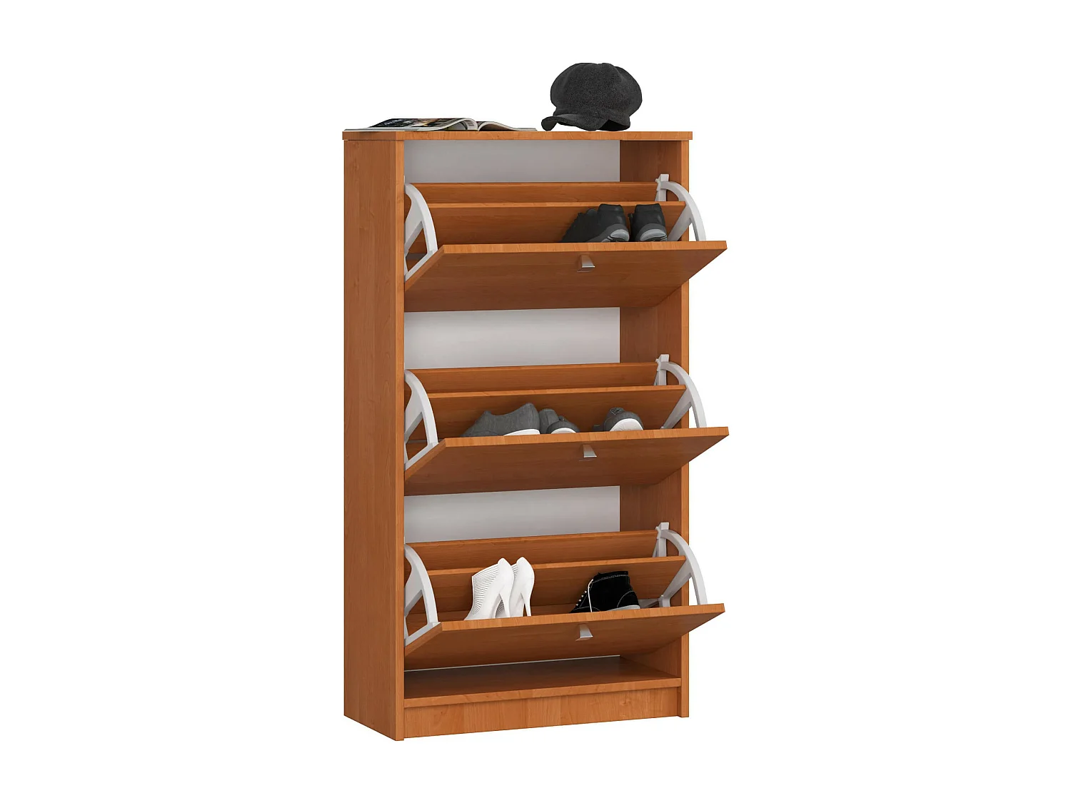 Meuble à chaussures AKORD Aulne 60 cm 3 portes façade Aulne 3 étagères 60x28,5x113 cm