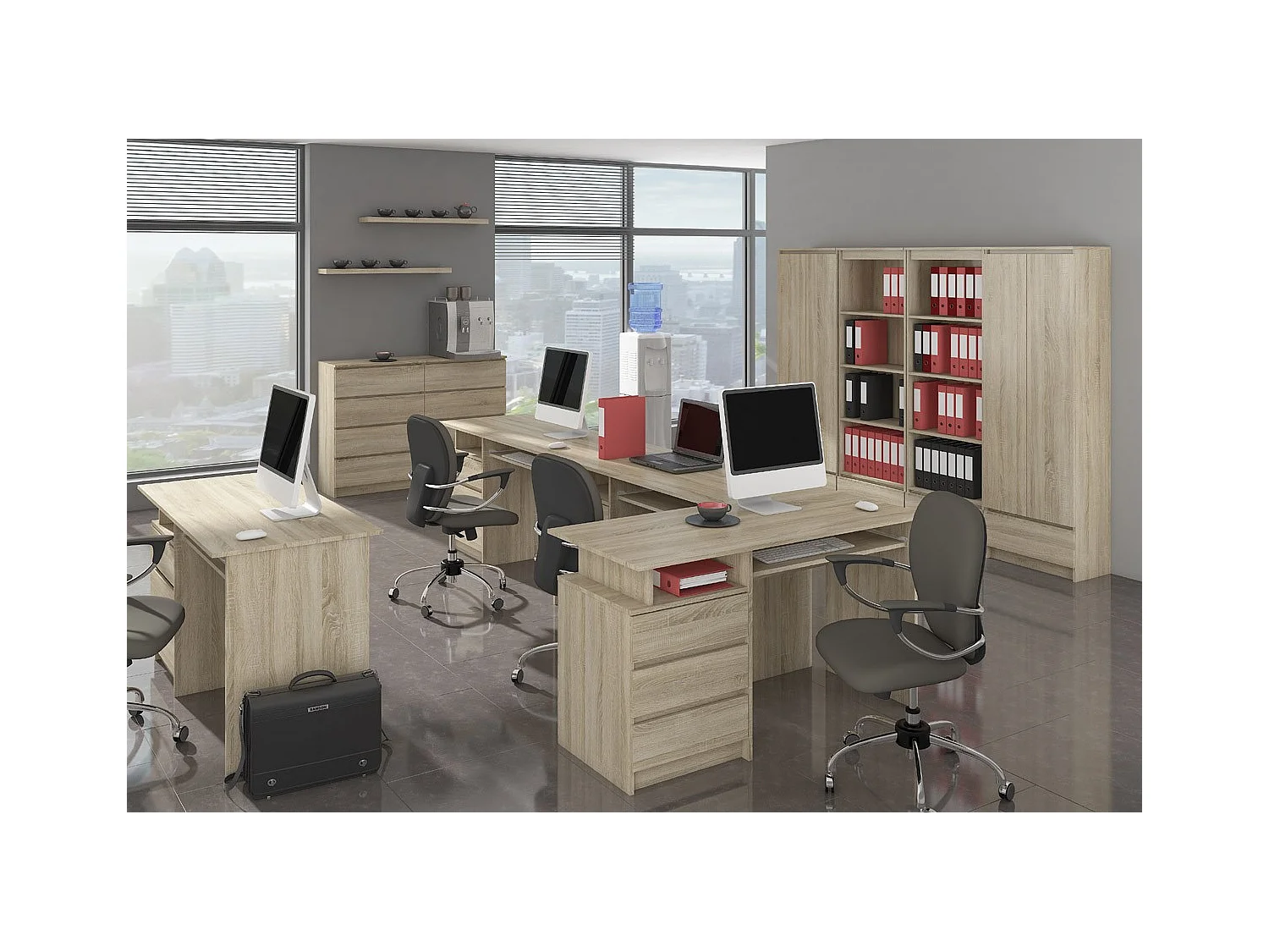 Kantoorkast R80 met 8 Planken / AKORD Furniture Factory / Sonoma Eik / 80 x 180 x 35 cm