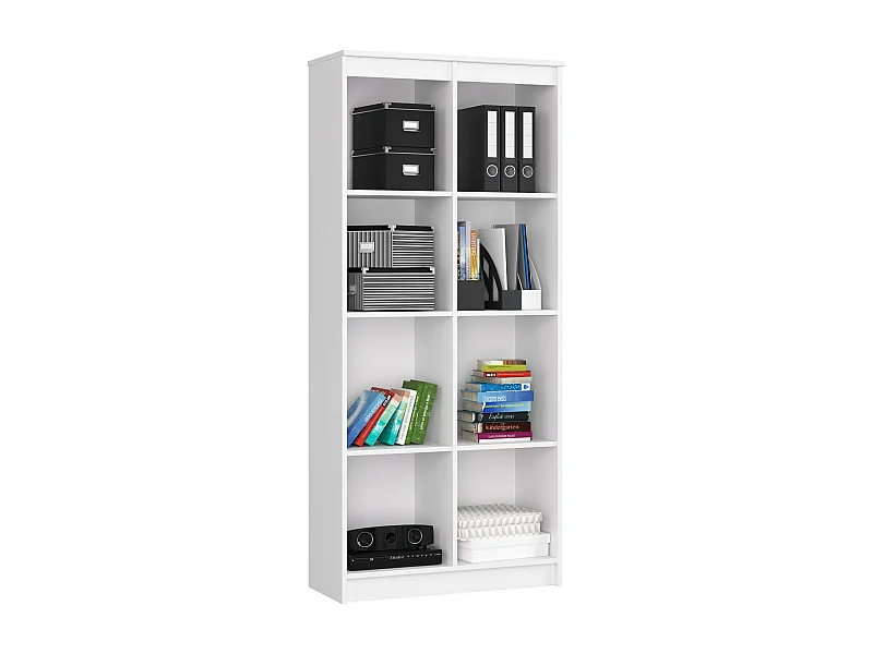 Büroregal AKORD R80 Büro-Bücherregal Weiß 80 cm 8 Ebenen B80 x H180 x T35 cm