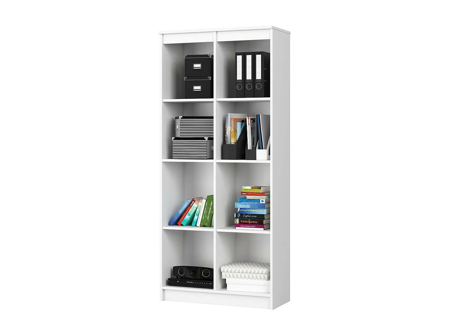 Büroregal AKORD R80 Büro-Bücherregal Weiß 80 cm 8 Ebenen B80 x H180 x T35 cm