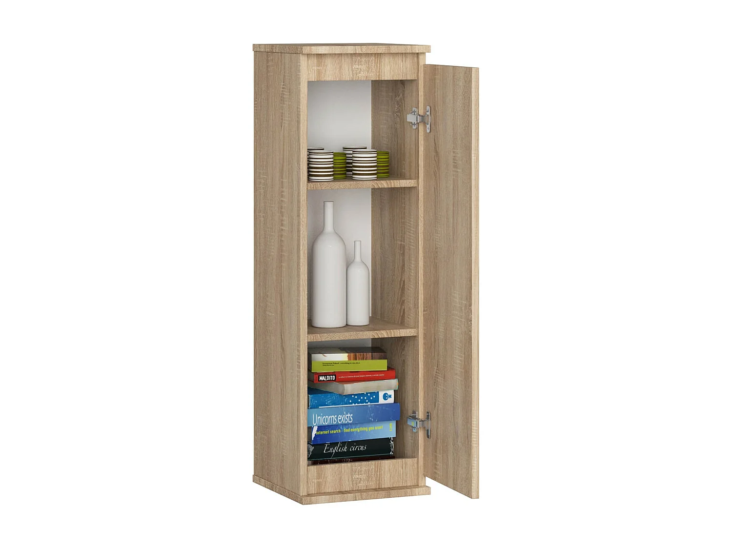 Hängender Schrank AKORD W30 Sonoma-Eiche 30 cm Tür 3 Regalen B30 x H99 x T30 cm