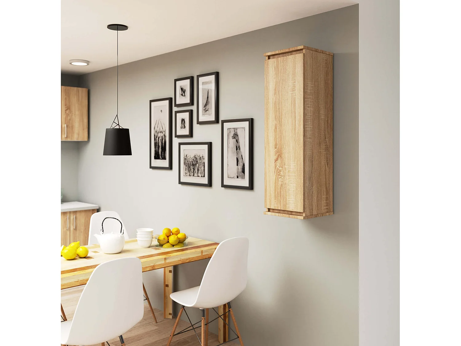 Hängender Schrank AKORD W30 Sonoma-Eiche 30 cm Tür 3 Regalen B30 x H99 x T30 cm