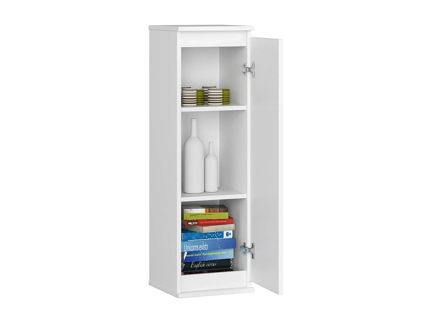 Armoire murale AKORD W30 Blanche 30 cm 1 porte façade Blanche 3 étagères 30x30x99 cm