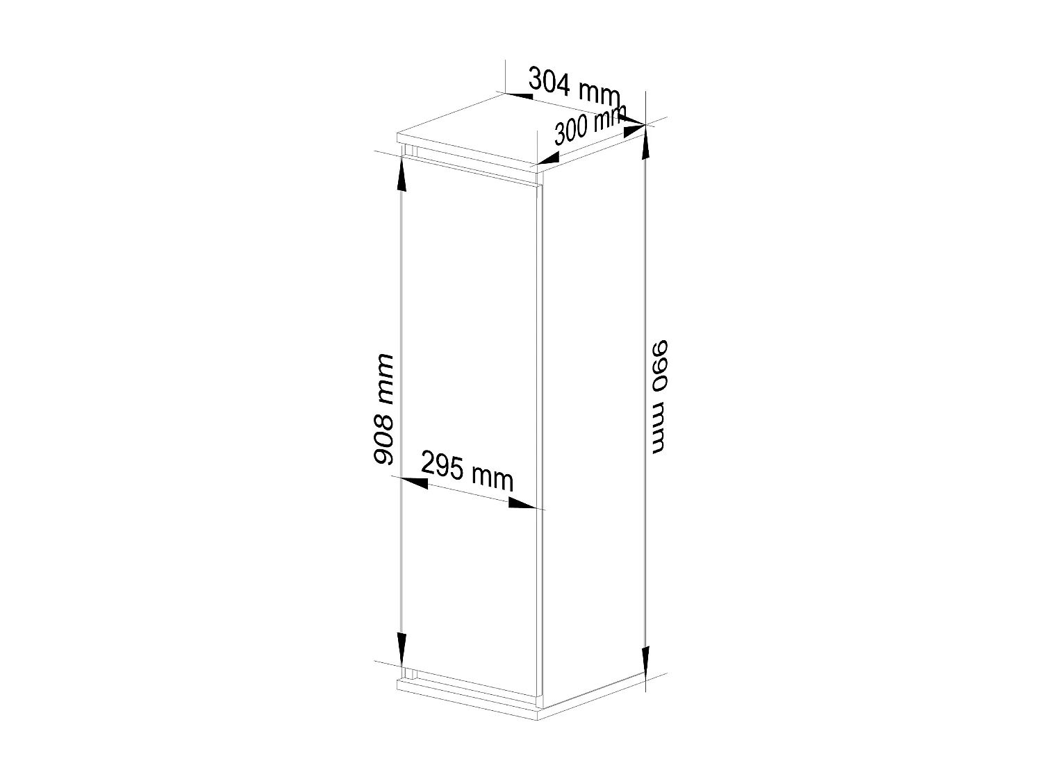 Armoire murale AKORD W30 Blanche 30 cm 1 porte façade Blanche 3 étagères 30x30x99 cm