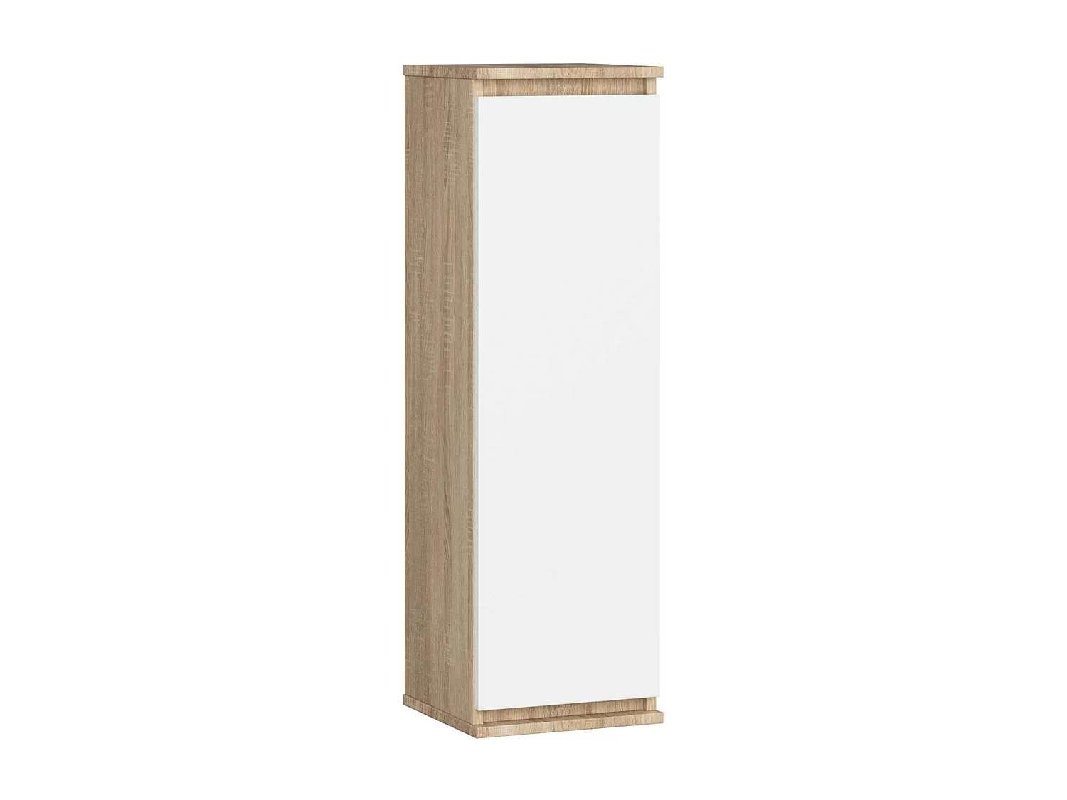 Hangende Vitrinekast - Wit en Sonoma Eiken - 1 Deurs Mat Front - 30x99x30cm