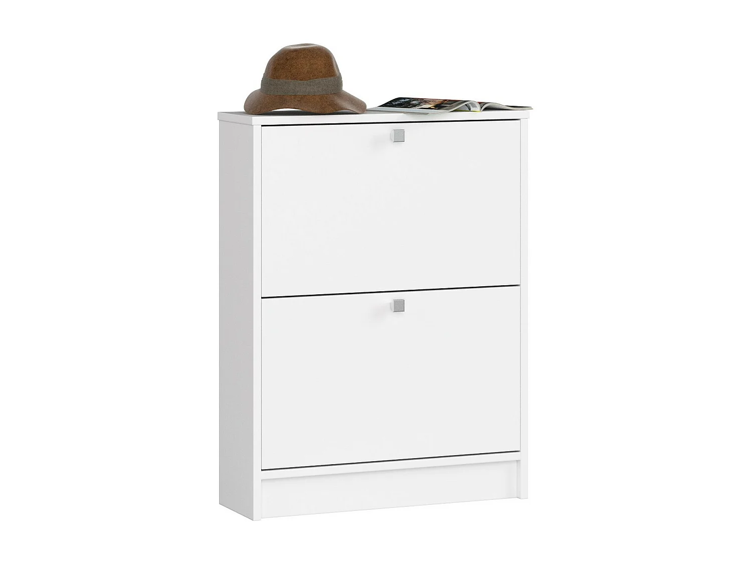 Schuhschrank AKORD in der Farbe Weiß mit 2 Schuhkipper B60 x H80 x T20 cm Gewicht 16,9 kg