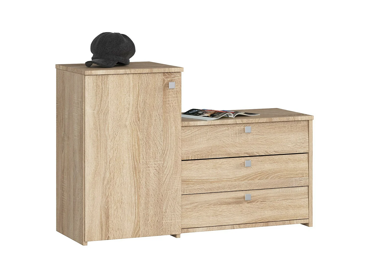 Meuble à chaussures AKORD S16 Chêne Sonoma 98,4 cm 4 portes façade Chêne Sonoma 5 étagères 98,4x33x68 cm