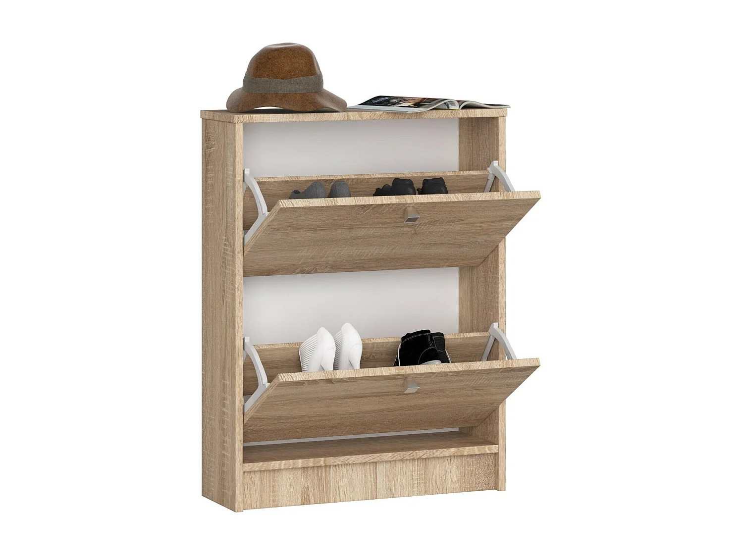 Meuble à chaussures AKORD Chêne Sonoma 60 cm 2 portes façade Chêne Sonoma 2 étagères 60x20x80 cm