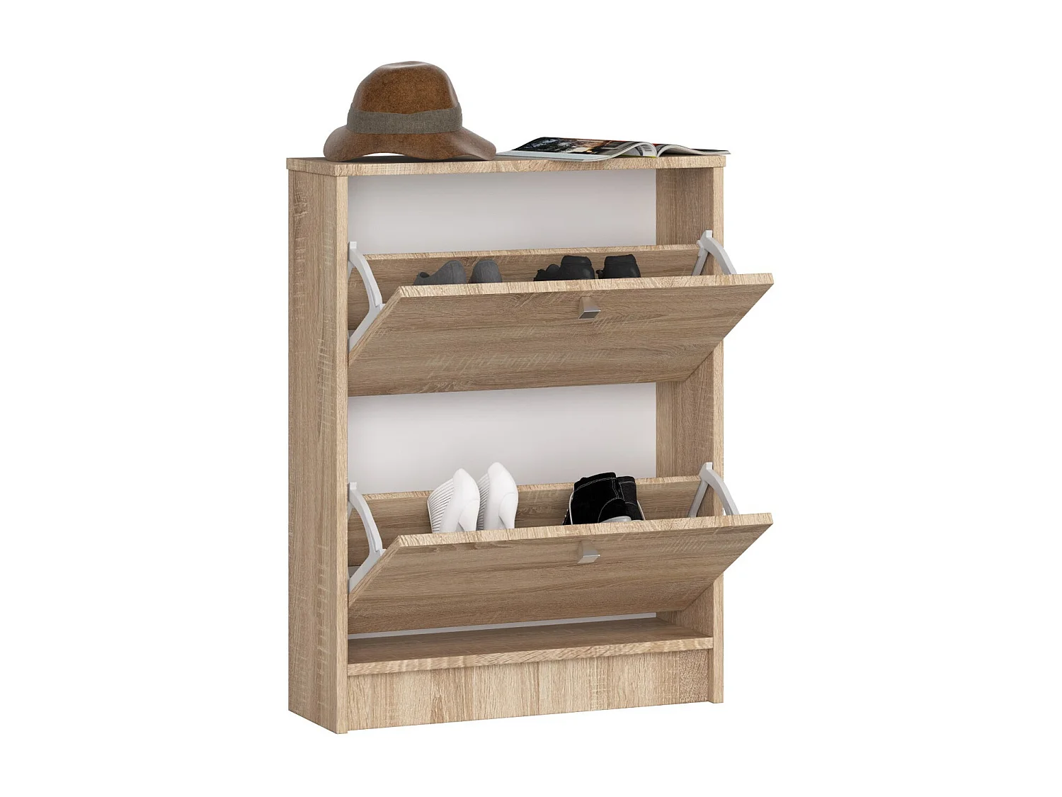 Meuble à chaussures AKORD Chêne Sonoma 60 cm 2 portes façade Chêne Sonoma 2 étagères 60x20x80 cm