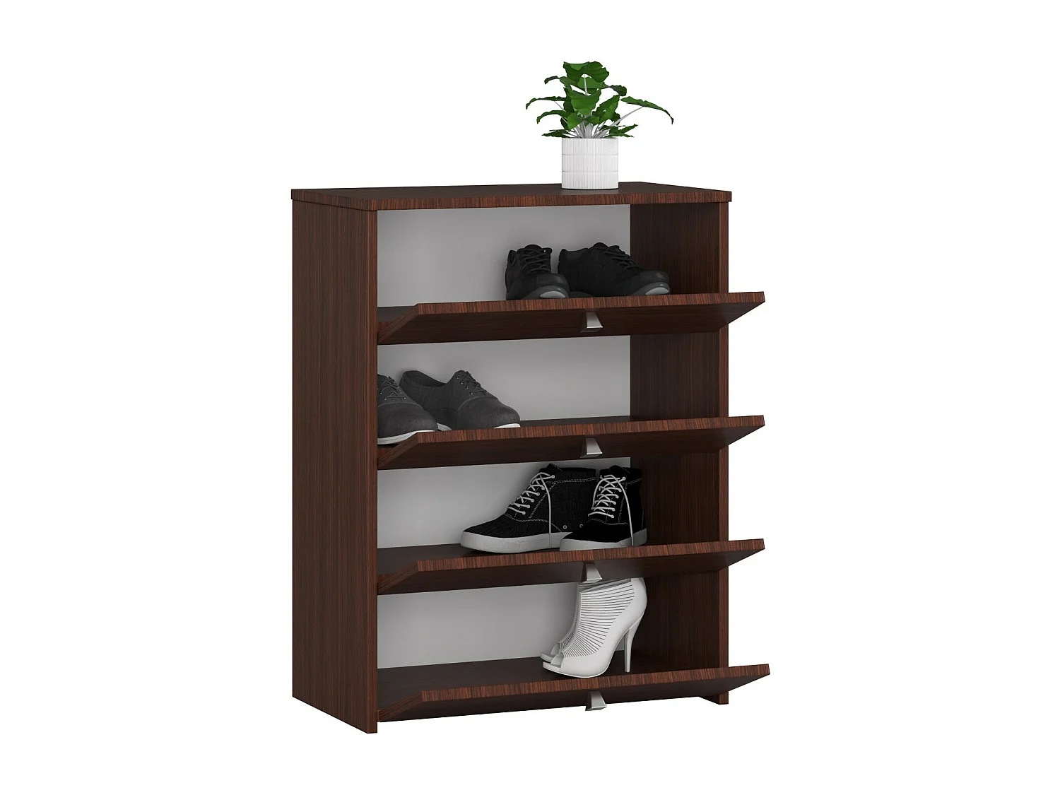 Schuhschrank AKORD in der Farbe Wenge mit 4 Schuhkipper B60 x H80 x T33 cm Gewicht 21,2 kg