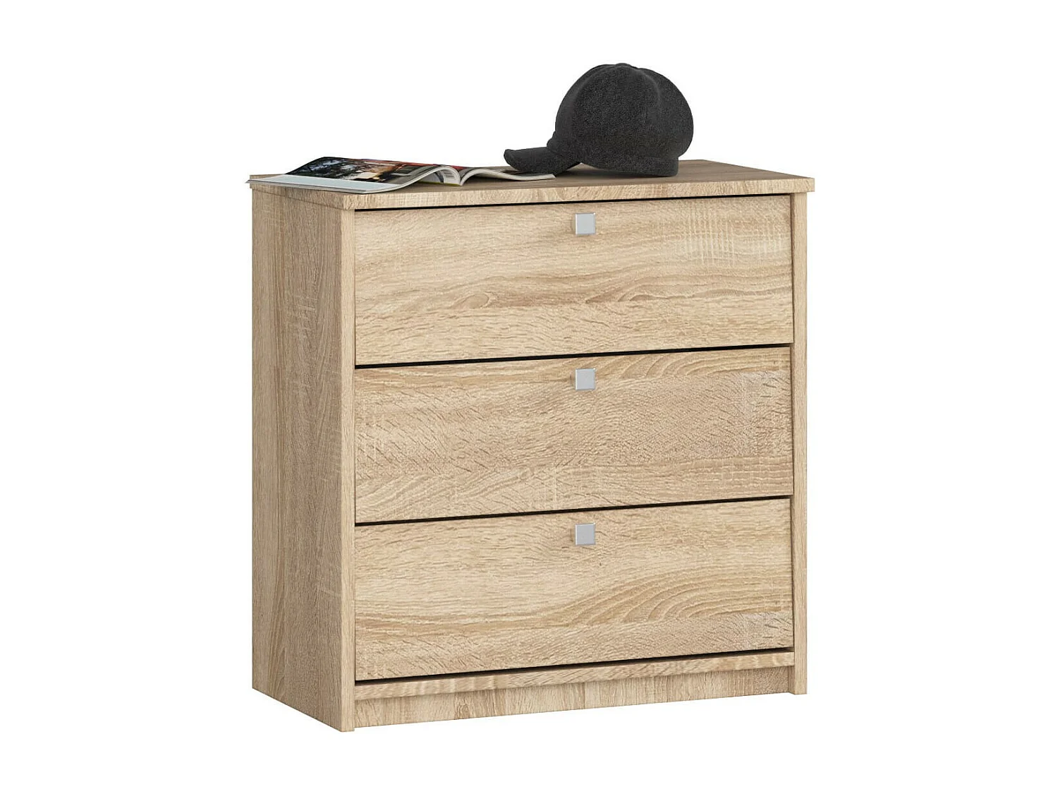 Schuhschrank AKORD MINI in der Farbe Sonoma-Eiche mit 3 Schuhkipper B60 x H62 x T31 cm Gewicht 16 kg