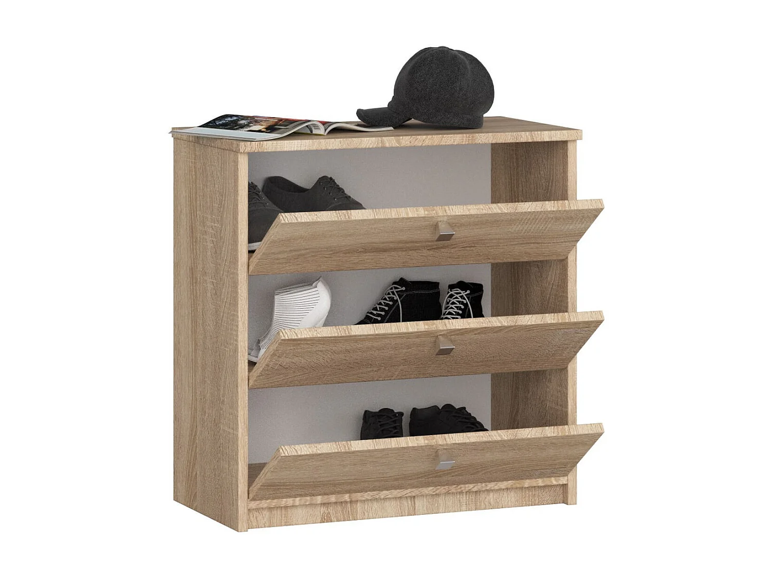 Meuble à chaussures AKORD MINI Chêne Sonoma 60 cm 3 portes façade Chêne Sonoma 3 étagères 60x31x62 cm