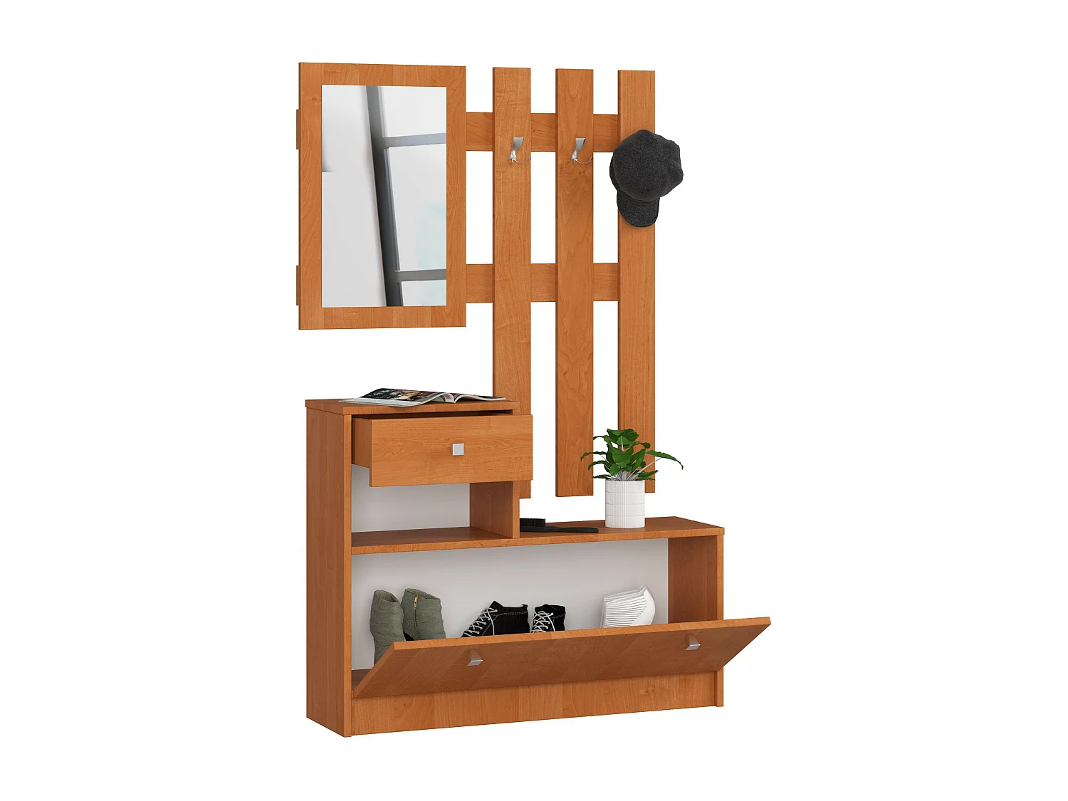 Klassieke Halmeubelset Olijfhout - Inclusief Spiegel en Opslagmogelijkheden - Zelfmontage - 90 cm Breed