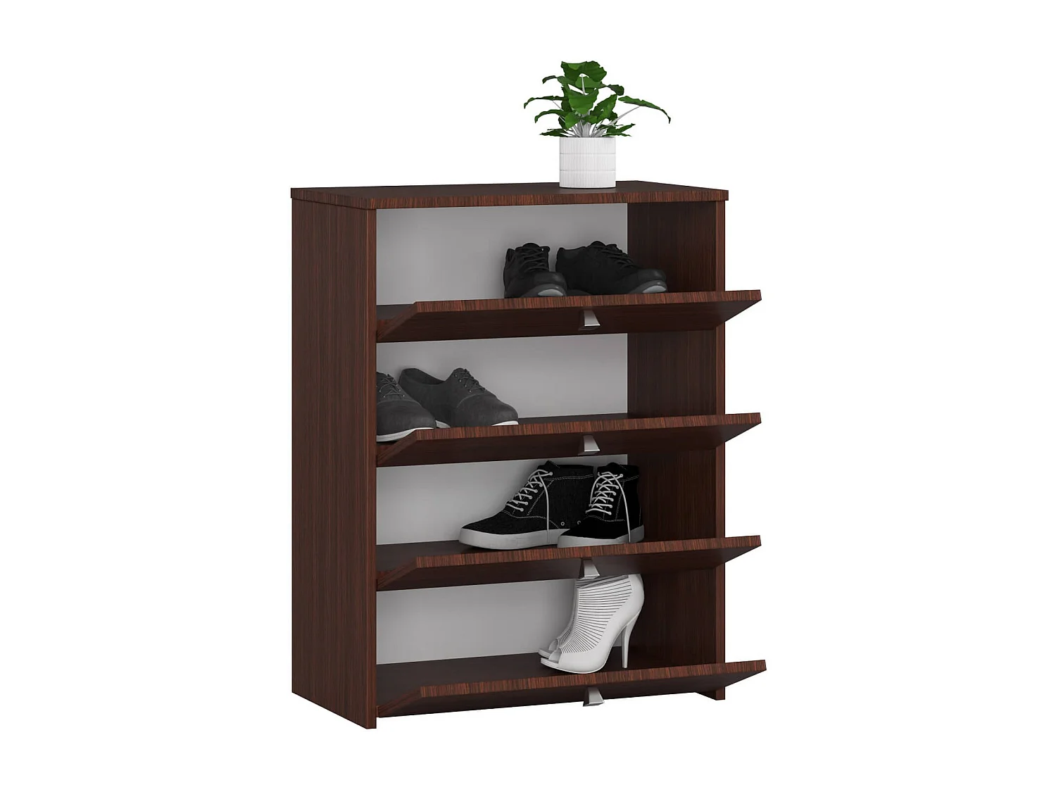 Rubin Schoenenkast met 4 Kanteldeuren, 66 cm Breed - Wenge Kleur