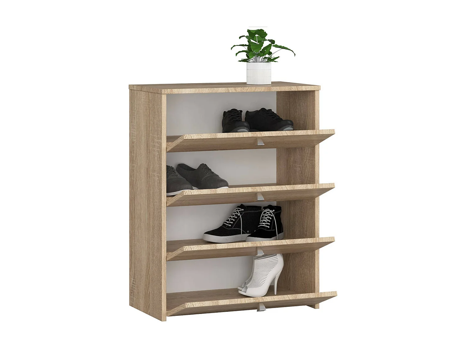 Meuble à chaussures AKORD Chêne Sonoma 60 cm 4 portes façade Chêne Sonoma 4 étagères 60x33x80 cm