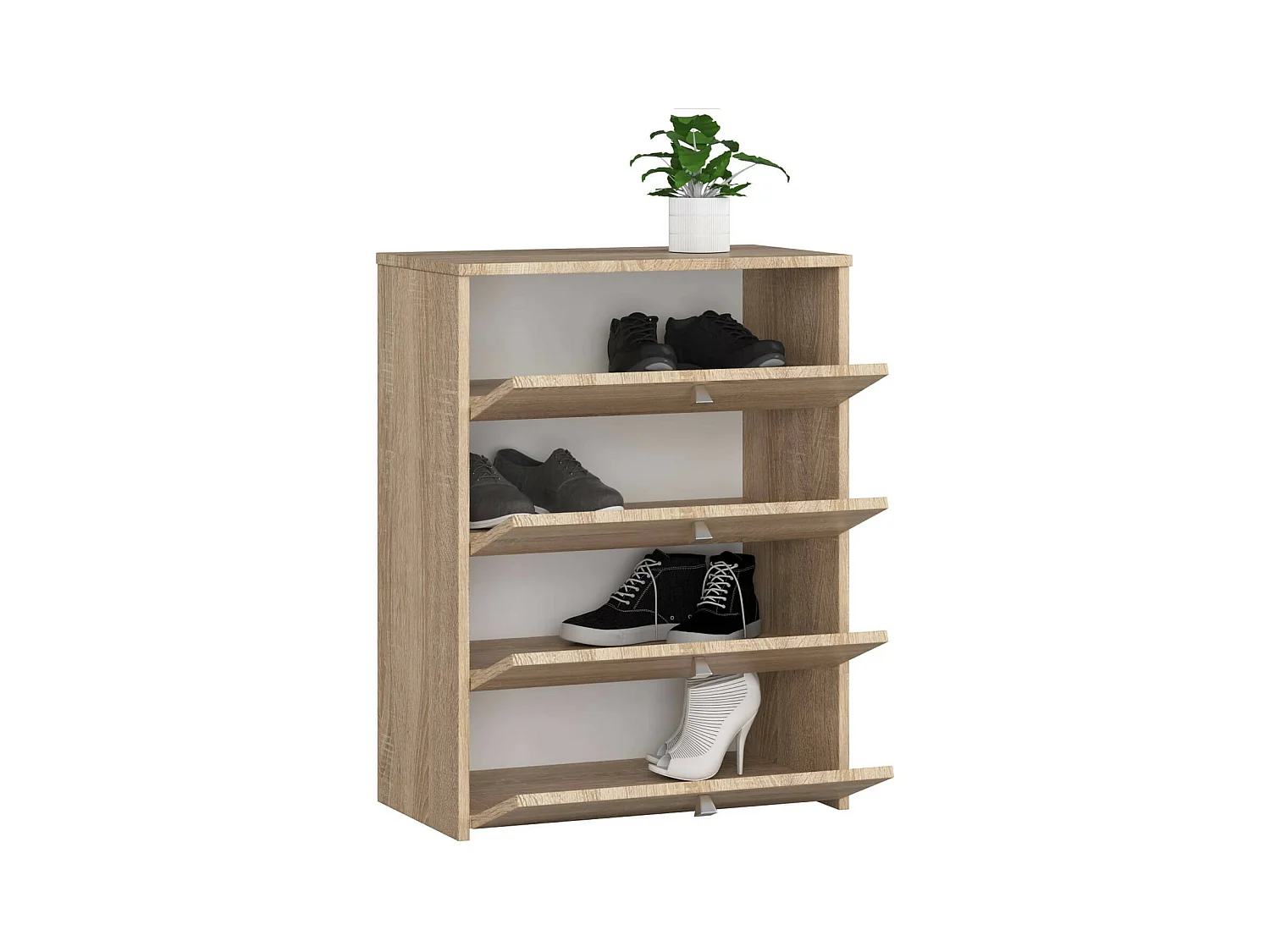 Meuble à chaussures AKORD Chêne Sonoma 60 cm 4 portes façade Chêne Sonoma 4 étagères 60x33x80 cm