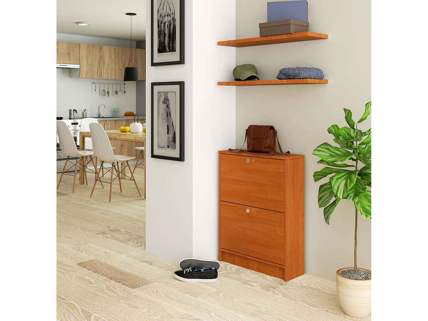 Scarpiera AKORD Ontano 60 cm 2 ante 60x20x80 cm