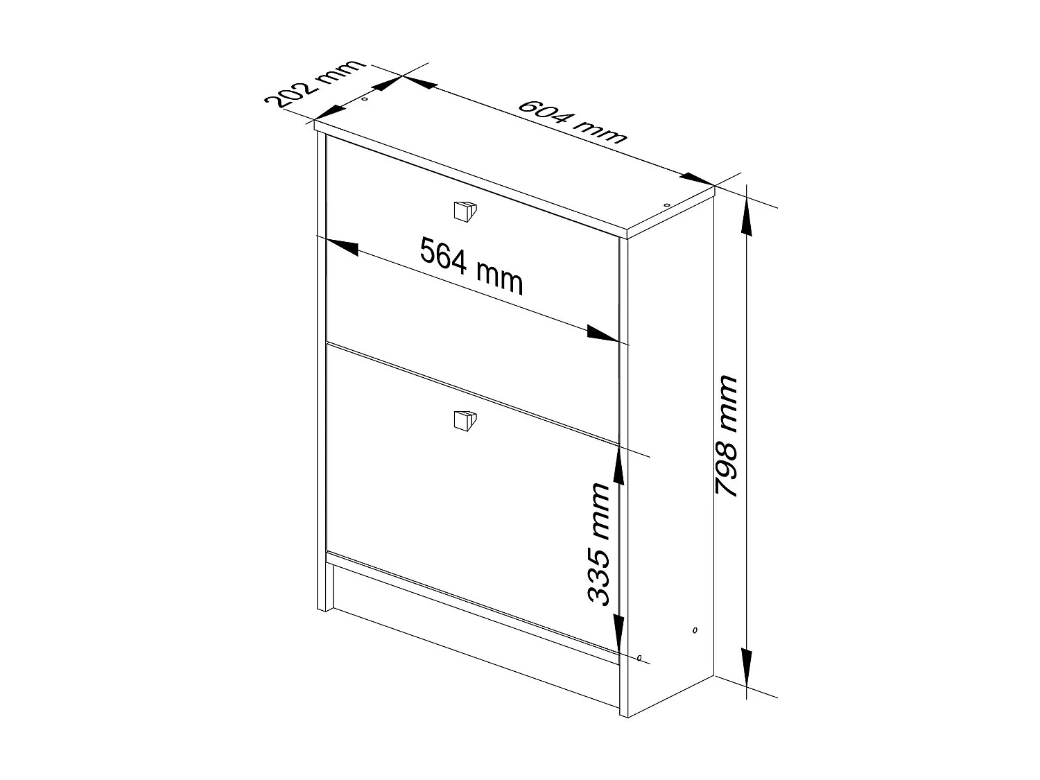 Meuble à chaussures AKORD Aulne 60 cm 2 portes façade Aulne 2 étagères 60x20x80 cm