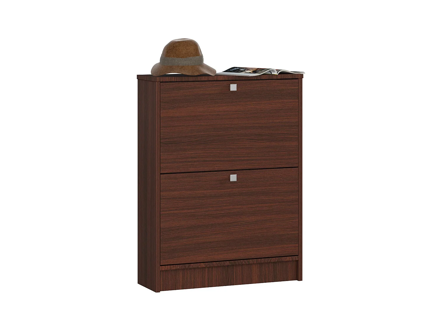 Meuble à chaussures AKORD Wengé 60 cm 2 portes façade Wengé 2 étagères 60x20x80 cm