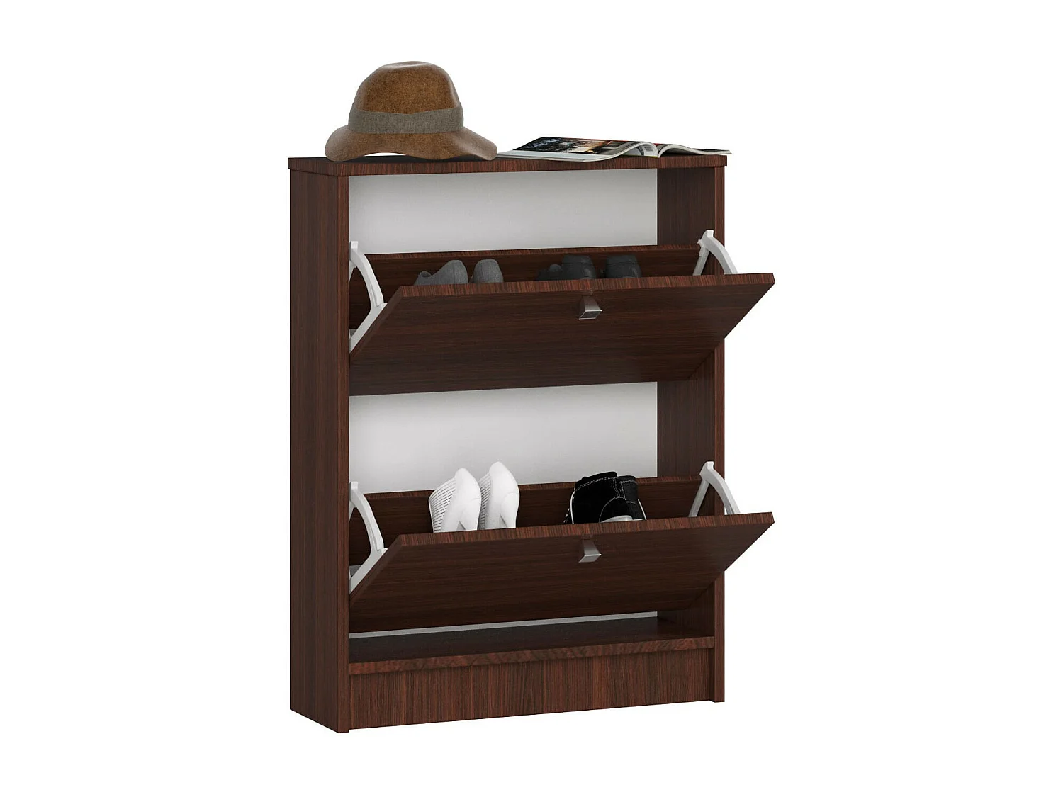 Meuble à chaussures AKORD Wengé 60 cm 2 portes façade Wengé 2 étagères 60x20x80 cm