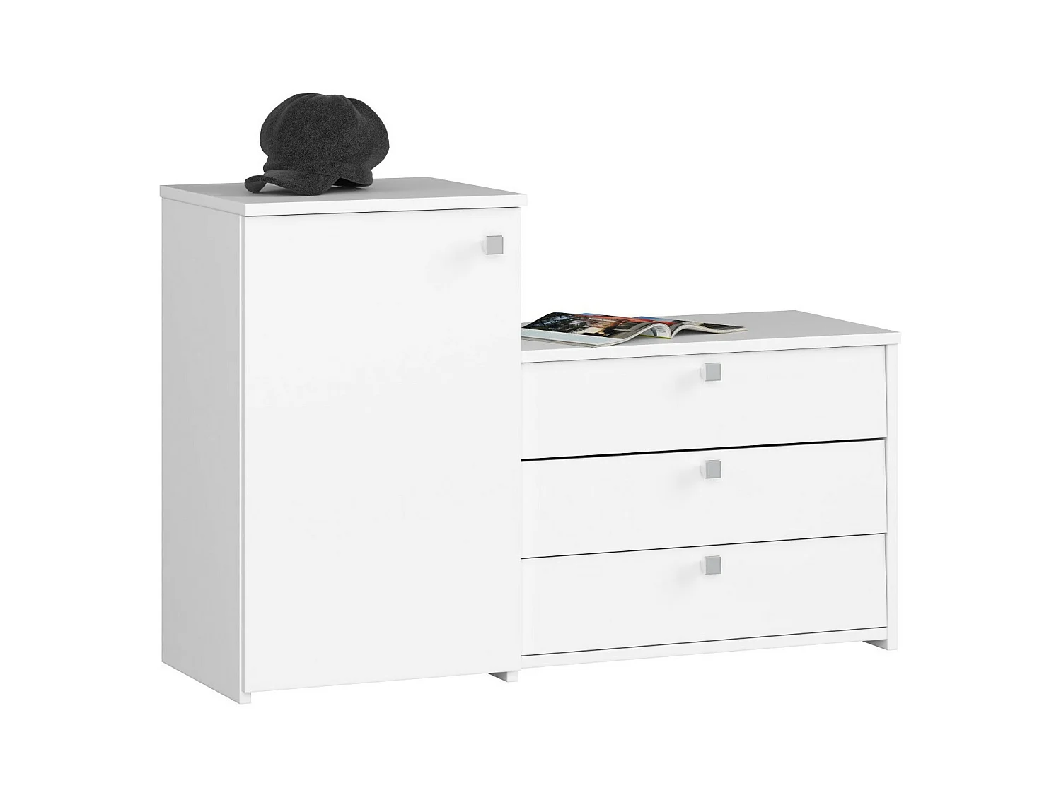 Conjunto de zapatero y cómoda AKORD S16 Blanco 98,4 cm 4 puertas Blanco 5 estantes 98,4x33x68 cm