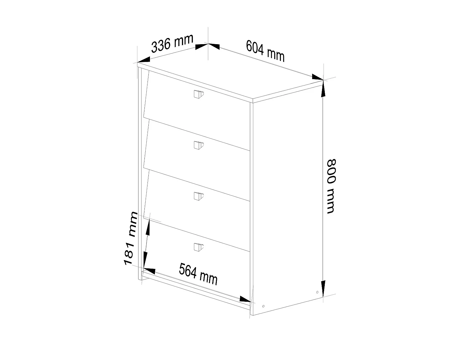 Vier Deurs Schoenkast 60cm - Klassiek Design in Olijfhoutlook