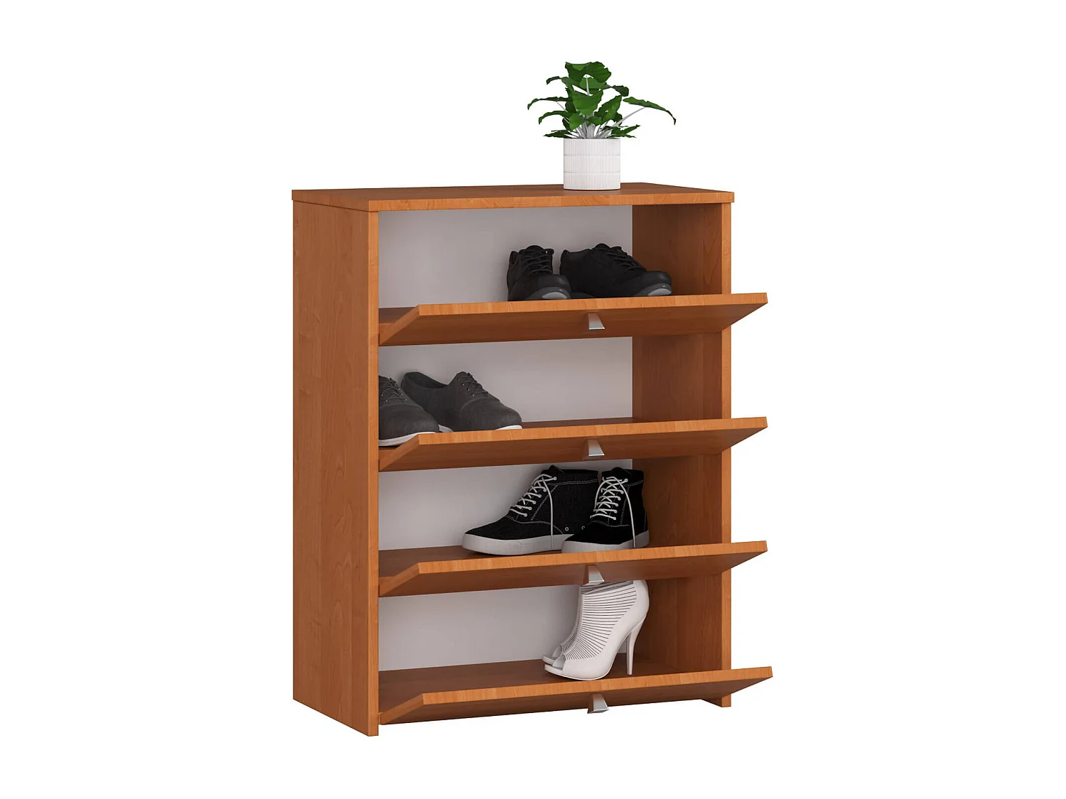 Meuble à chaussures AKORD Aulne 60 cm 4 portes façade Aulne 4 étagères 60x33x80 cm