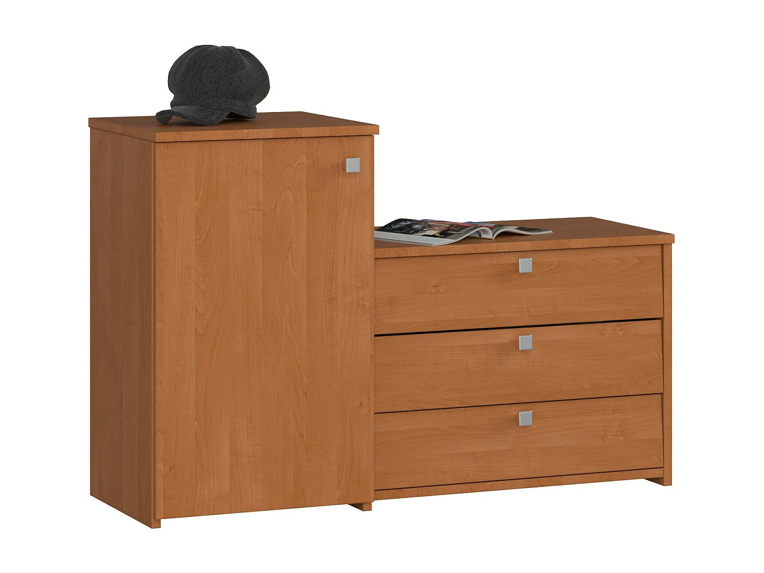 Meuble à chaussures AKORD S16 Aulne 98,4 cm 4 portes façade Aulne 5 étagères 98,4x33x68 cm