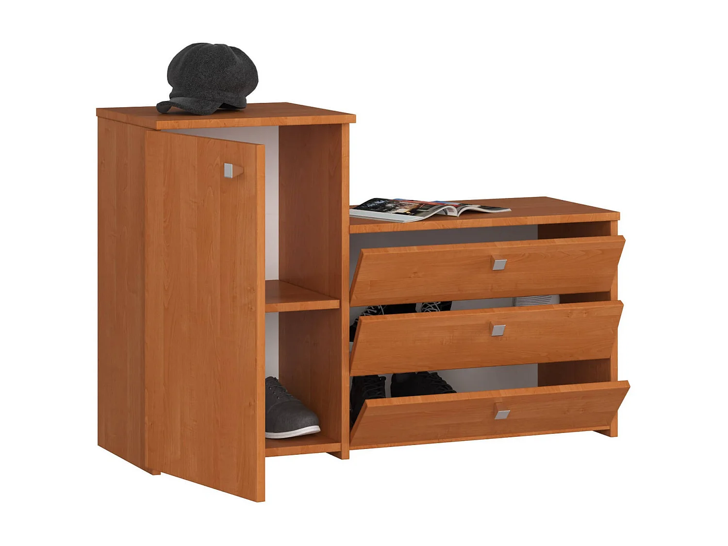 Meuble à chaussures AKORD S16 Aulne 98,4 cm 4 portes façade Aulne 5 étagères 98,4x33x68 cm